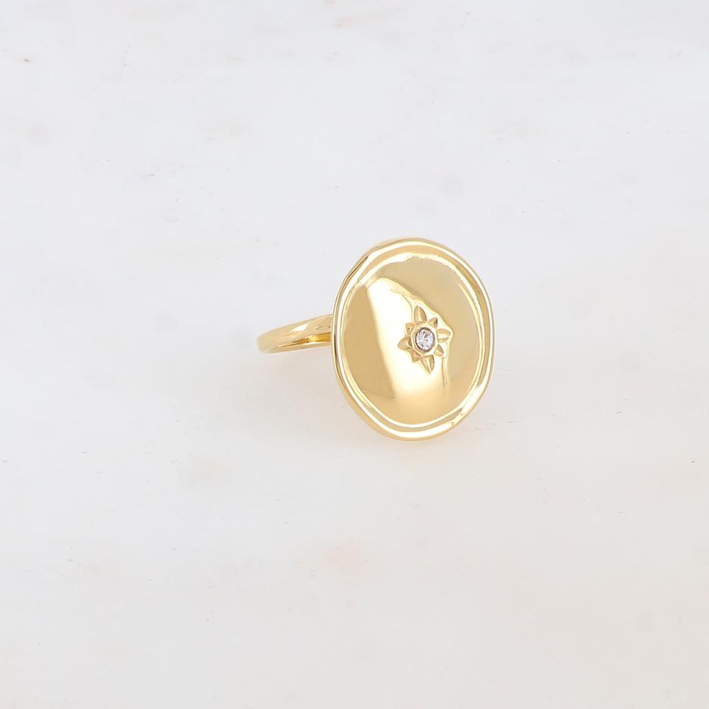 Bague avec pièce ronde, étoile et strass
