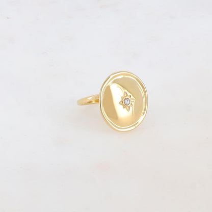Bague avec pièce ronde, étoile et strass