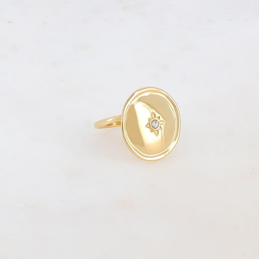 Bague avec pièce ronde, étoile et strass