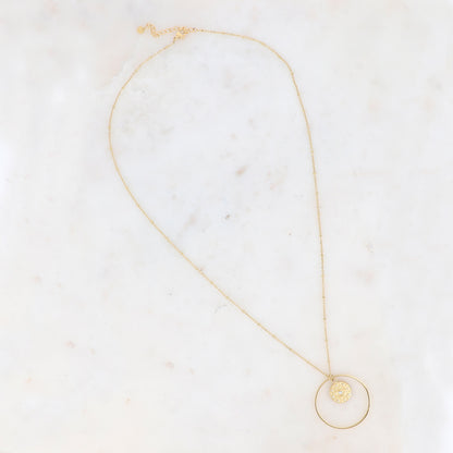 Sautoir avec cercle et oeil avec oxydes de zirconium 60+5 cm