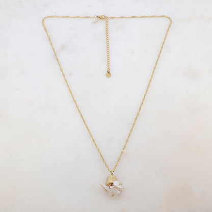 Collier avec pendentif martelé et perles d'eau douce (50+7CM)