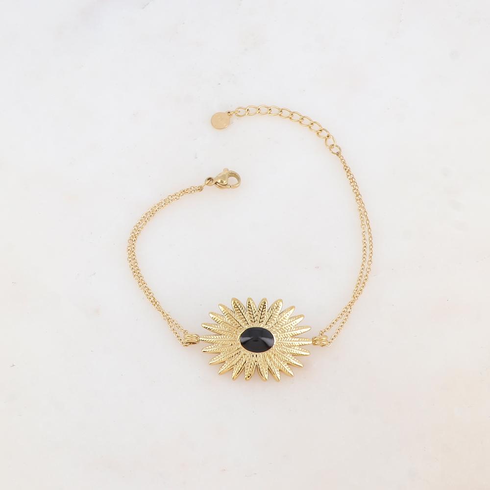 Bracelet deux rangs avec feuillage émaillé