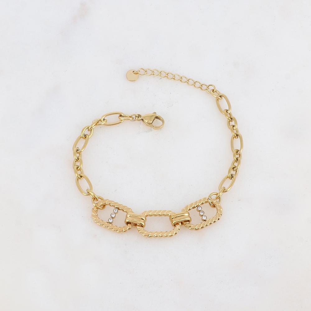 Bracelet en maille, multi-anneaux et strass