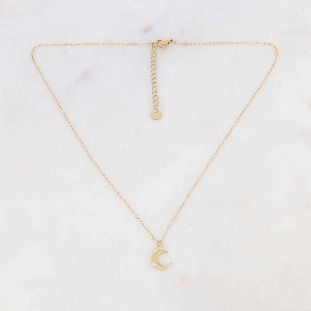 Collier doré composé d'un pendentif lune 41+5 cm