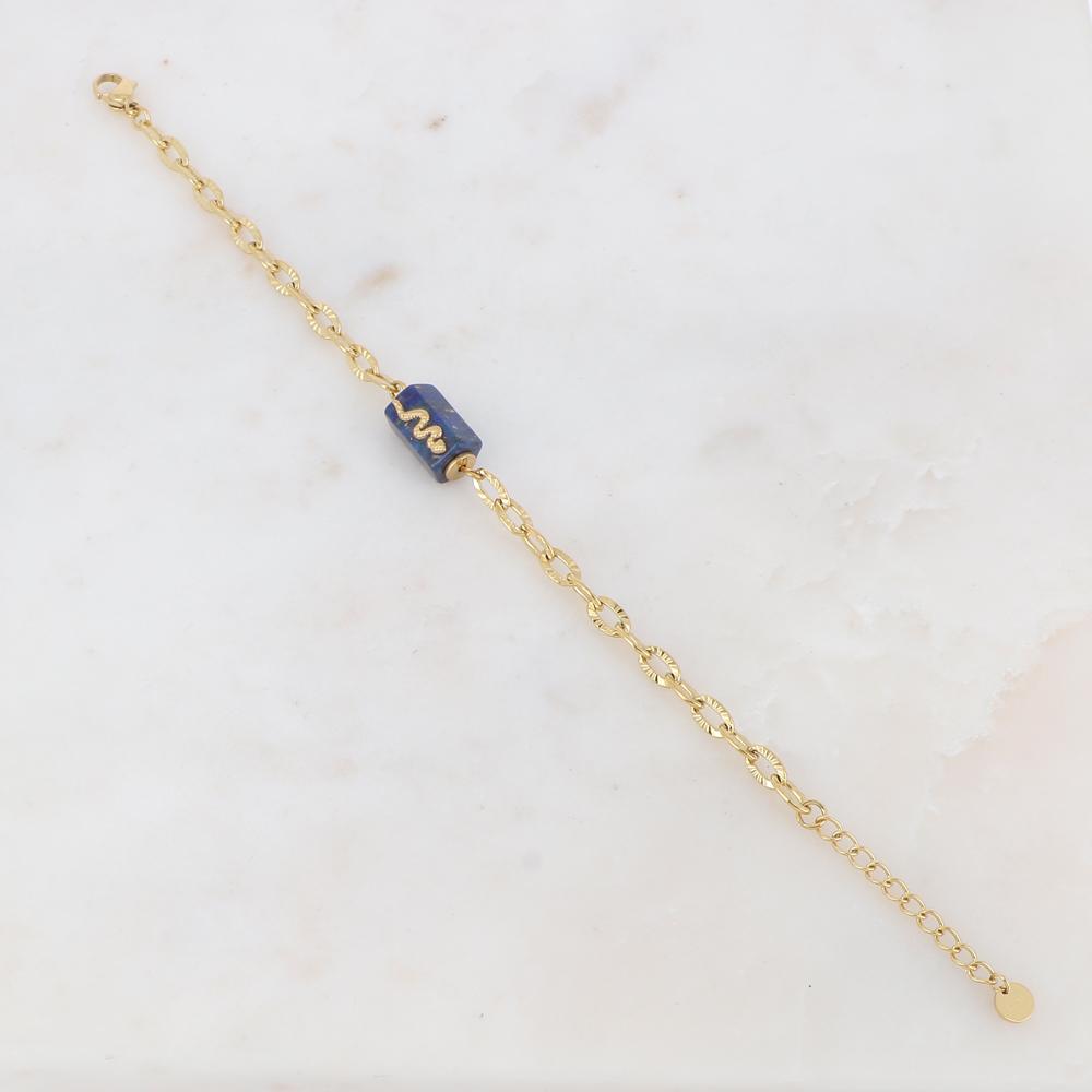 Bracelet en maille avec pierre naturelle et serpent - Lapis lazulite