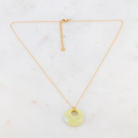 Collier doré avec un pendentif en pierre agate jaune 47+5 cm