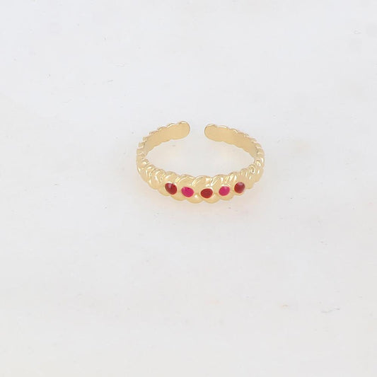 Bague ajustable motif graphique et émaillée