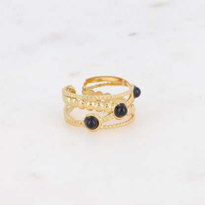 Bague croisée avec pierres naturelles - Onyx