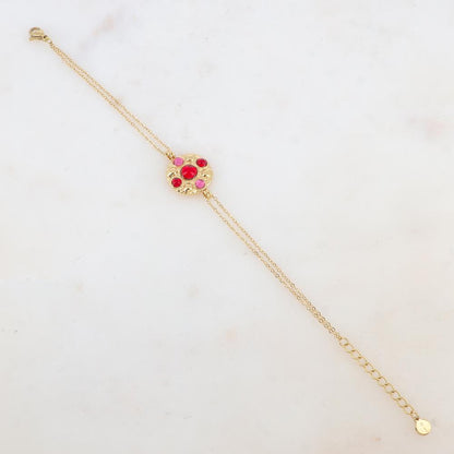 Bracelet avec pièce ronde et 5 pâtes de verre rondes