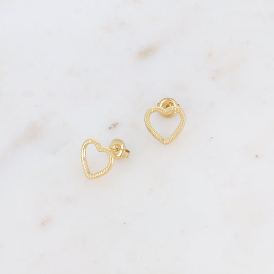 B.O à puce avec cœur texturé 1,2 x 1,2 cm.