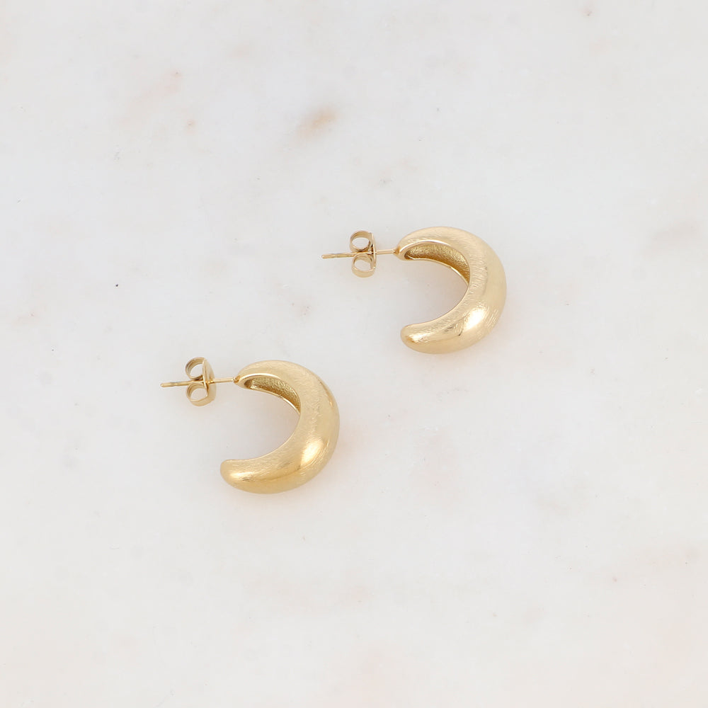 Créoles à puce effet brossé Diamètre : 2.1 cm. Epaisseur: 0.9 cm