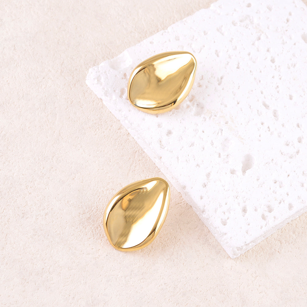 B.O à puce avec pièce géométrique lisses, effet miroir 2,2 x 3,2 cm