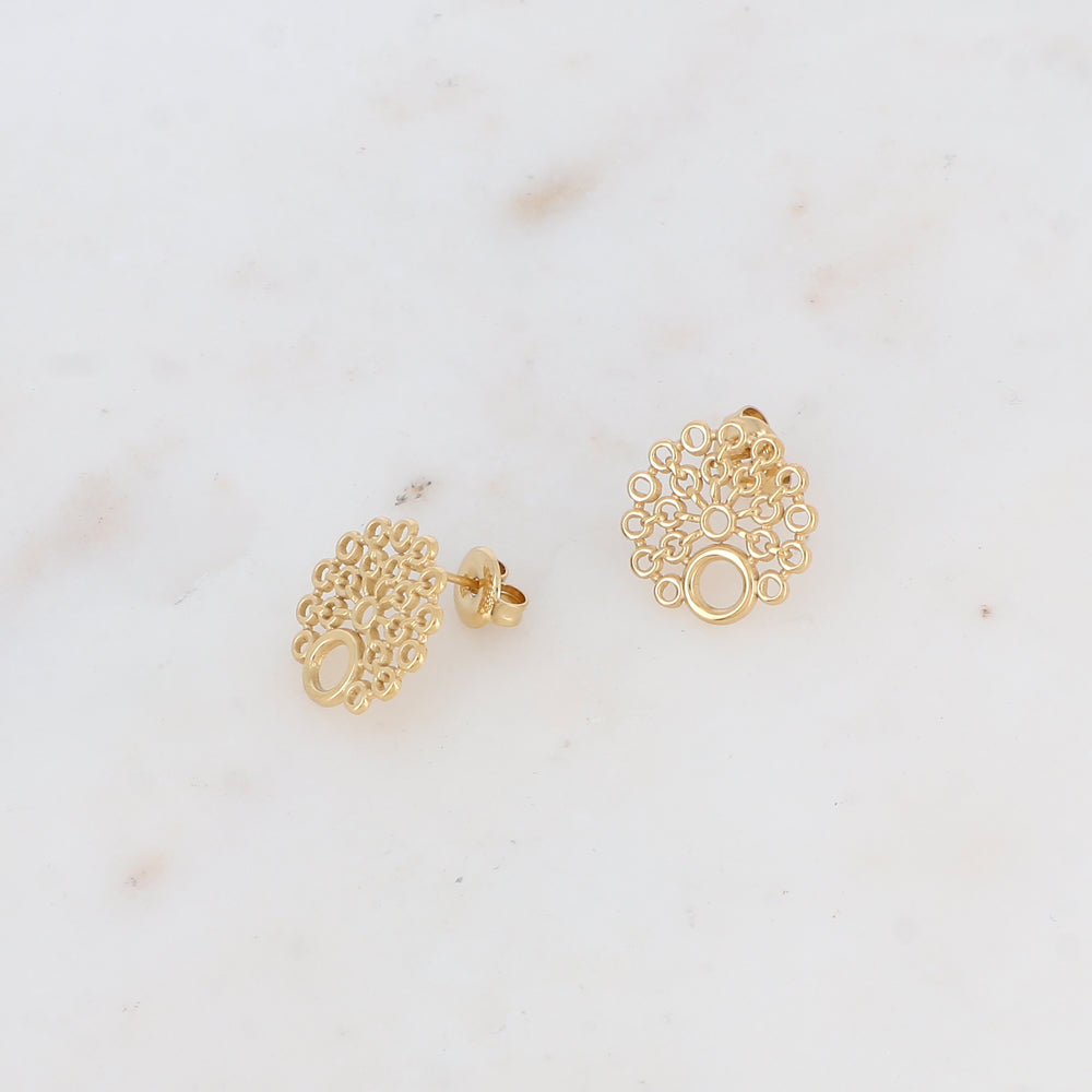 B.O à puce avec pastille ajourée 1,5x 1,5 cm.