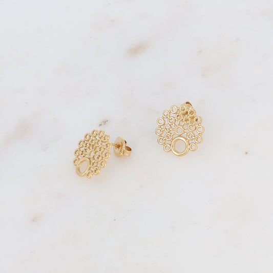 B.O à puce avec pastille ajourée 1,5x 1,5 cm.