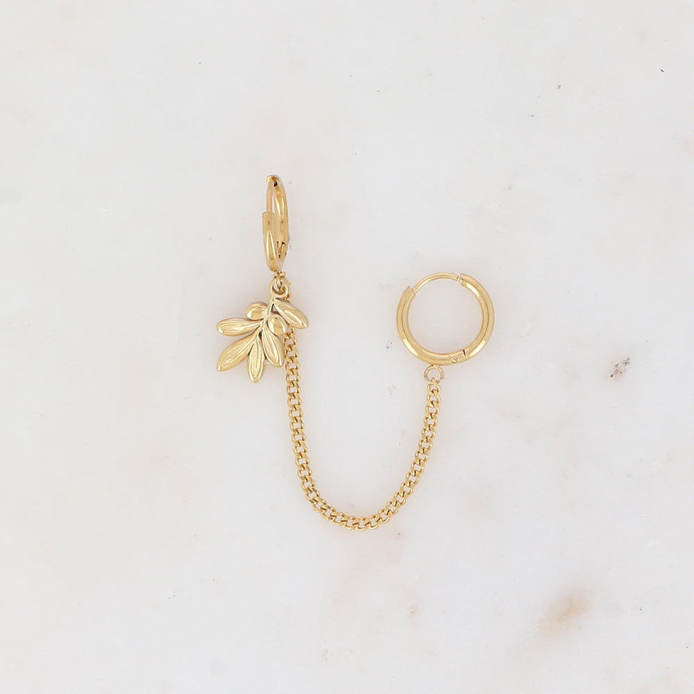 Mono créole avec chaîne, pampille feuille Longueur chaîne : 5 cm.