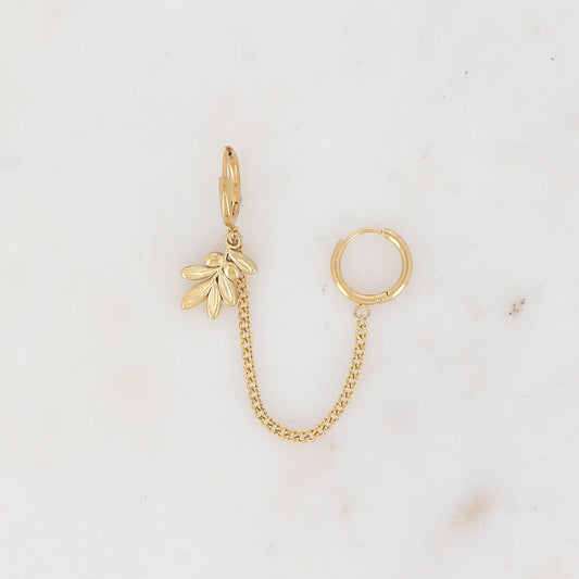 Mono créole avec chaîne, pampille feuille Longueur chaîne : 5 cm.
