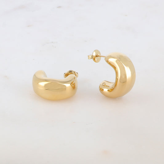 Créoles à puce avec effet miroir et lisse 1,8 x 2 cm.