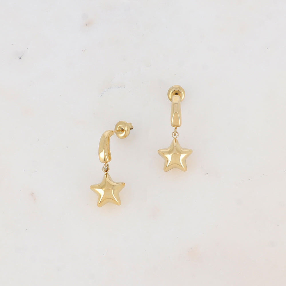 Créoles à puce avec étoile 1,2 x2,6cm.