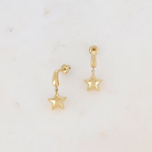 Créoles à puce avec étoile 1,2 x2,6cm.
