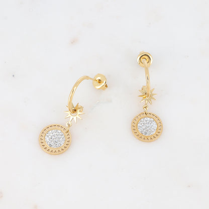 Créoles avec soleil et strass 1,2 x 3,2CM