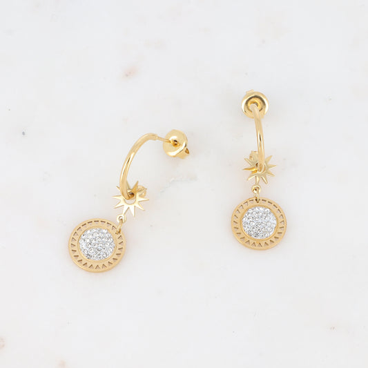 Créoles avec soleil et strass 1,2 x 3,2CM